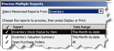 QuickBooks inventory reports 